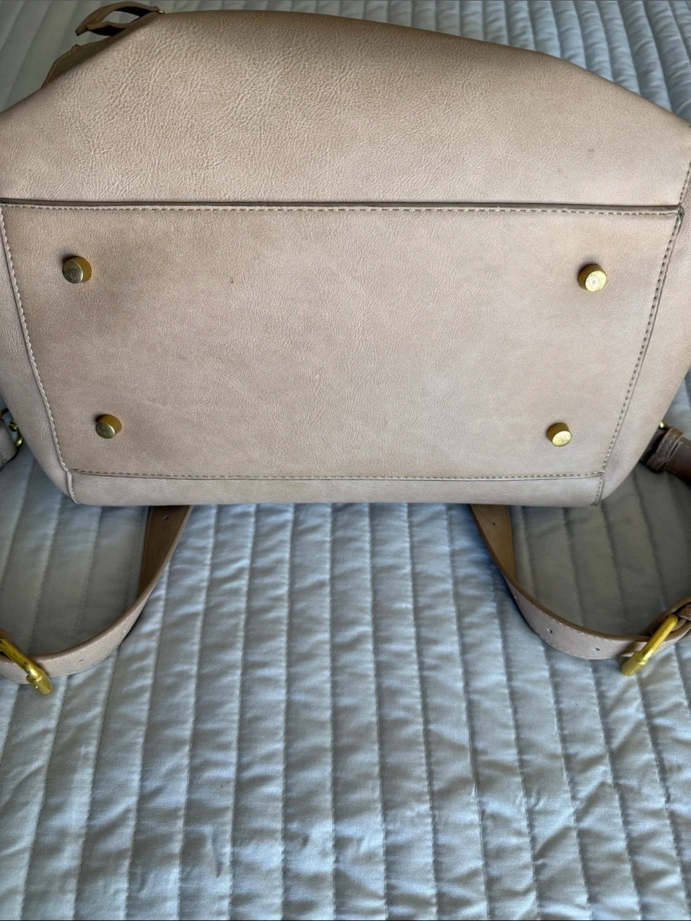 Fawn Design Neutral Beige Convertible Leather Backpack